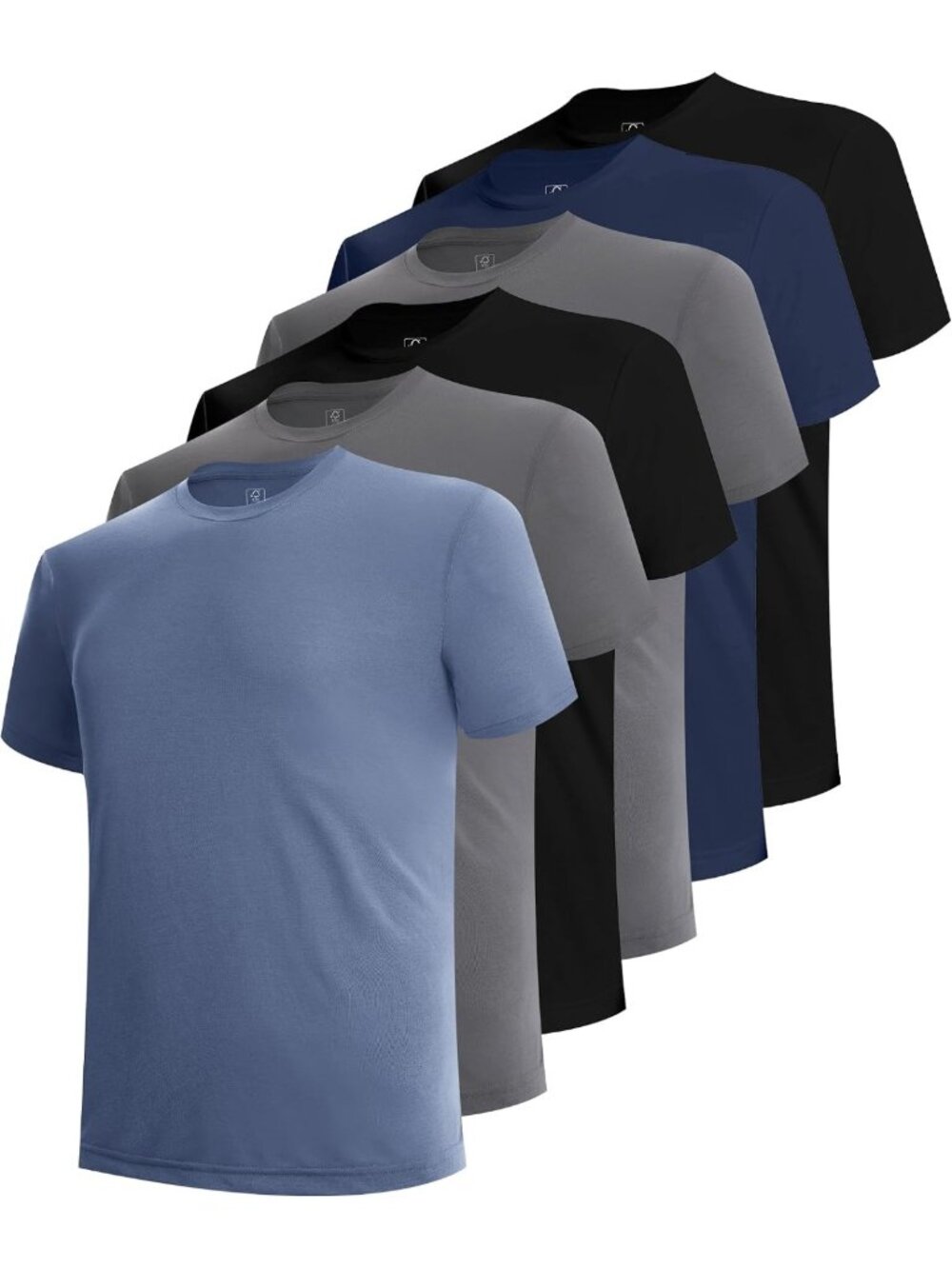 Men's Moisture-Wicking Crewneck Undershirts - 6 Pack Bamboo Cool Comfort